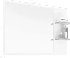 Saphir Badspiegel »Quickset 923 Spiegel 100 cm breit mit seitlicher Ablage« Flächenspiegel Weiß Glanz, Riviera Eiche quer Nachbildung
