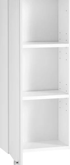 Saphir Hängeschrank »Quickset 955 Wand-Badschrank 32,5 cm breit mit 1 Tür, 2 Einlegeböden« Badezimmer-Hängeschrank, Weiß Hochglanz, Griffe in Chrom Glanz