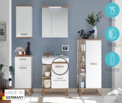 Saphir Hängeschrank »Quickset Badschrank 35,5 cm breit mit 1 Tür und 2 Glas-Einlegeböden« Badezimmer-Hängeschrank inkl. Türdämpfer, Holzgriffe
