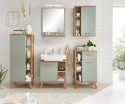 Saphir Hängeschrank »Quickset Badschrank 50,5 cm breit mit 1 Tür und 2 Glas-Einlegeböden« Badezimmer-Hängeschrank inkl. Türdämpfer, Holzgriffe