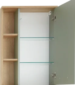 Saphir Hängeschrank »Quickset Badschrank 50,5 cm breit mit 1 Tür und 2 Glas-Einlegeböden« Badezimmer-Hängeschrank inkl. Türdämpfer, Holzgriffe