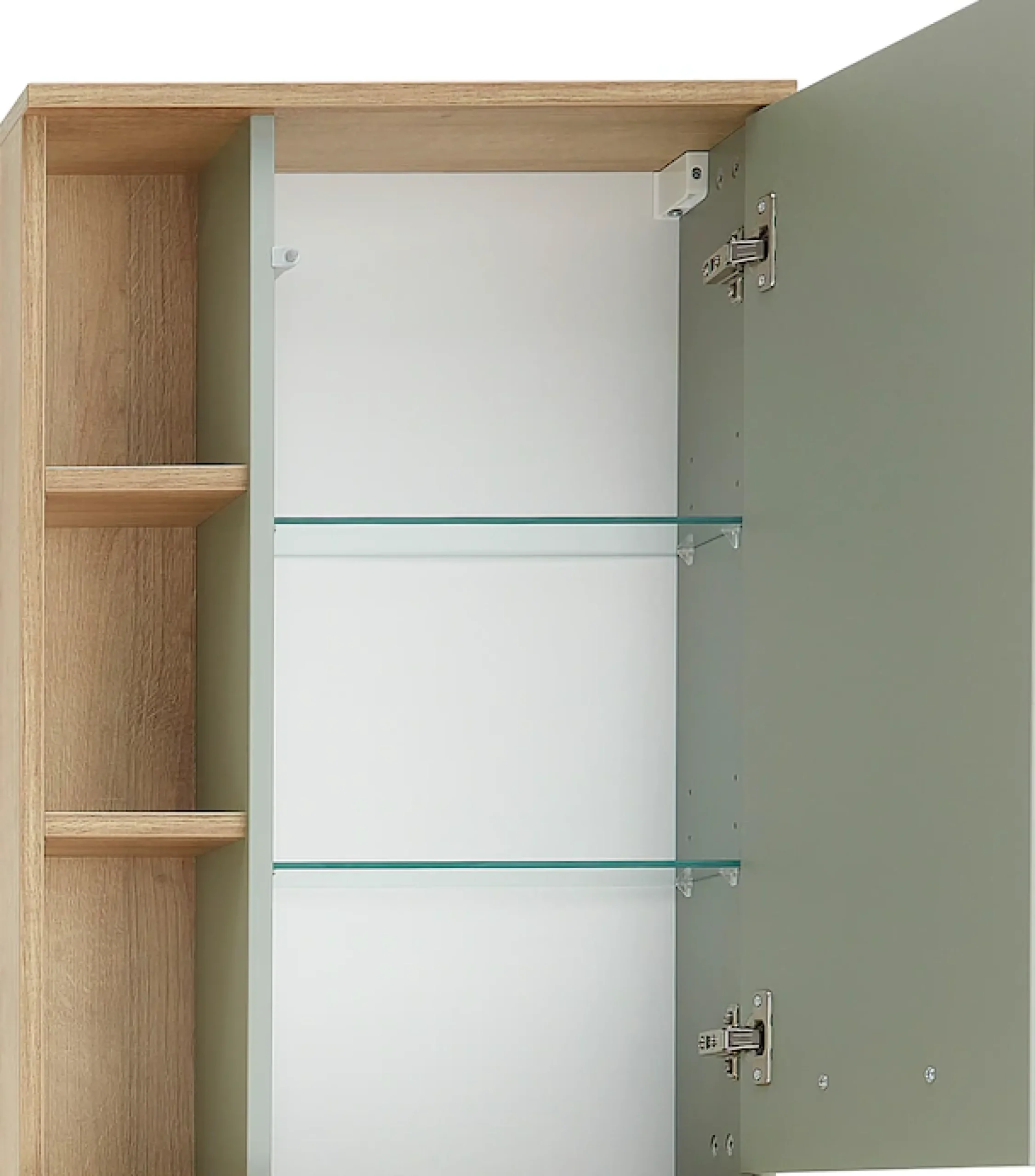Saphir Hängeschrank »Quickset Badschrank 50,5 cm breit mit 1 Tür und 2 Glas-Einlegeböden« Badezimmer-Hängeschrank inkl. Türdämpfer, Holzgriffe