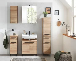 Saphir Hängeschrank »Quickset 395 Wand-Badschrank 30 cm breit mit 1 Tür und 2 Einlegeböden« Badezimmer-Hängeschrank inkl. Türdämpfer, Griffe in Schwarz