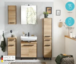Saphir Hängeschrank »Quickset 395 Wand-Badschrank 30 cm breit mit 1 Tür und 2 Einlegeböden« Badezimmer-Hängeschrank inkl. Türdämpfer, Griffe in Schwarz