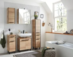 Saphir Hängeschrank »Quickset 395 Wand-Badschrank 30 cm breit mit 1 Tür und 2 Einlegeböden« Badezimmer-Hängeschrank inkl. Türdämpfer, Griffe in Schwarz
