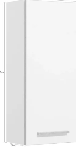 Saphir Hängeschrank »Quickset 953 Wand-Badschrank 30 cm breit mit 1 Tür und 2 Einlegeböden« Badezimmer-Hängeschrank in Weiß Glanz mit Griffen in Betonoptik
