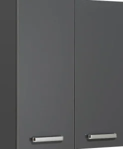 Saphir Hängeschrank »Quickset Wand-Badschrank 60 cm breit mit 2 Türen und 2 Einlegeböden« Badezimmer-Hängeschrank inkl. Türdämpfer, Griffe in Chrom Glanz