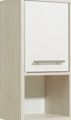 Saphir Hängeschrank »Quickset 350 Badschrank 33 cm breit, 1 Tür, 1 Nische, 1 Einlegeboden« 1 Stk. tlg. Badezimmer-Hängeschrank in Pinie Ida Hell mit Griffe alufarbig