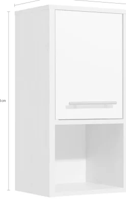 Saphir Hängeschrank »Quickset 350 Badschrank 33 cm breit, 1 Tür, 1 Nische, 1 Einlegeboden« 1 Stk. tlg. Badezimmer-Hängeschrank in Pinie Ida Hell mit Griffe alufarbig