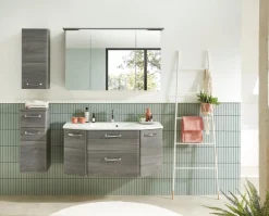 Saphir Hängeschrank »Quickset Wand-Badschrank 30 cm breit mit 1 Tür und 2 Glas-Einlegeböden« Badezimmer-Hängeschrank inkl. Türdämpfer, Griffe in Chrom Glanz
