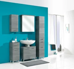 Saphir Hängeschrank »Quickset Wand-Badschrank 30 cm breit mit 1 Tür und 2 Glas-Einlegeböden« Badezimmer-Hängeschrank inkl. Türdämpfer, Griffe in Chrom Glanz
