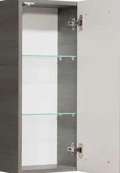 Saphir Hängeschrank »Quickset Wand-Badschrank 30 cm breit mit 1 Tür und 2 Glas-Einlegeböden« Badezimmer-Hängeschrank inkl. Türdämpfer, Griffe in Chrom Glanz