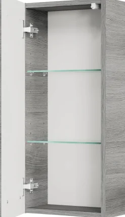 Saphir Hängeschrank »Quickset Wand-Badschrank 30 cm breit mit 1 Tür und 2 Glas-Einlegeböden« Badezimmer-Hängeschrank inkl. Türdämpfer, Griffe in Chrom Glanz
