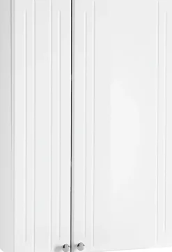 Saphir Hängeschrank »Quickset 955 Wand-Badschrank 50 cm breit mit 2 Türen, 2 Einlegeböden« Badezimmer-Hängeschrank, Weiß Hochglanz, Griffe in Chrom Glanz