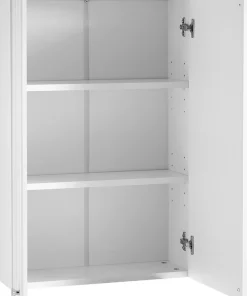 Saphir Hängeschrank »Quickset 955 Wand-Badschrank 50 cm breit mit 2 Türen, 2 Einlegeböden« Badezimmer-Hängeschrank, Weiß Hochglanz, Griffe in Chrom Glanz