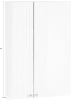 Saphir Hängeschrank »Quickset 955 Wand-Badschrank 50 cm breit mit 2 Türen, 2 Einlegeböden« Badezimmer-Hängeschrank, Weiß Hochglanz, Griffe in Chrom Glanz