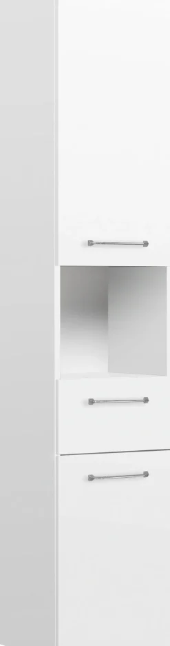 Saphir Hochschrank »Quickset Badschrank 35 cm breit, 2 Türen, 1 Nische, 1 Schublade« Badezimmer-Hochschrank inkl. Türdämpfer, Griffe in Chrom glänzend