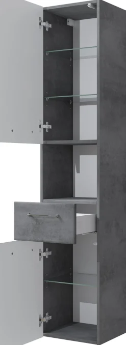 Saphir Hochschrank »Quickset 945 Badschrank, 35 cm breit, 2 Türen, 1 Nische, 1 Schublade« Badezimmer-Hochschrank inkl. Türdämpfer, Griffe in Chrom glänzend