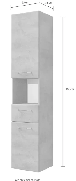 Saphir Hochschrank »Quickset 945 Badschrank, 35 cm breit, 2 Türen, 1 Nische, 1 Schublade« Badezimmer-Hochschrank inkl. Türdämpfer, Griffe in Chrom glänzend