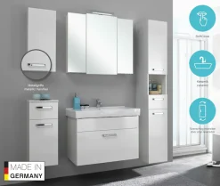 Saphir Hochschrank »Quickset Badschrank 30 cm breit, 2 Türen, 1 Nische, 1 Schublade« Badezimmer-Hochschrank inkl. Türdämpfer, Griffe in Chrom glänzend
