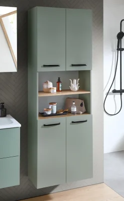 Saphir Hochschrank »Quickset 500, Badschrank 61,6 cm breit, 4 Türen« 4 Einlegeböden, 1 offenes Fach, Badezimmer-Hochschrank