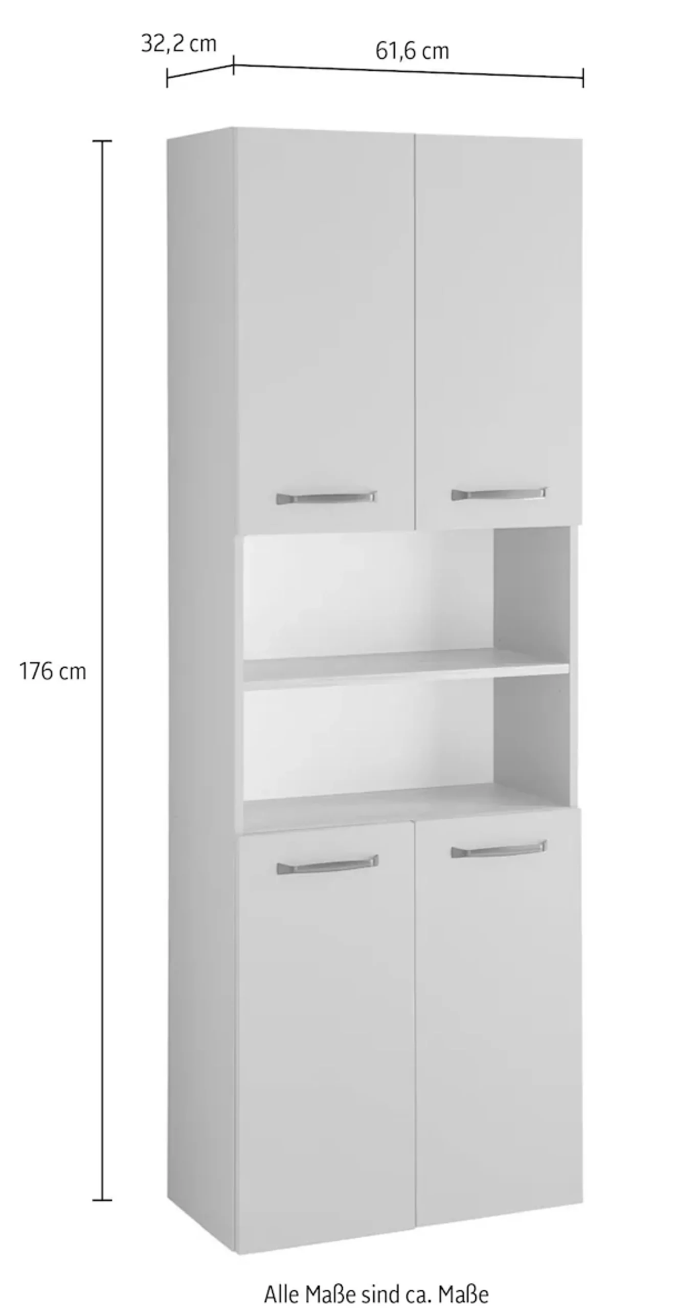 Saphir Hochschrank »Quickset 500, Badschrank 61,6 cm breit, 4 Türen« 4 Einlegeböden, 1 offenes Fach, Badezimmer-Hochschrank