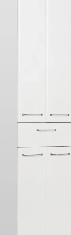 Saphir Hochschrank »Quickset Badschrank 50 cm breit, 4 Türen, 1 Schublade, 3 Einlegeböden« Badezimmer-Hochschrank inkl. Türdämpfer, Griffe in Chrom glänzend