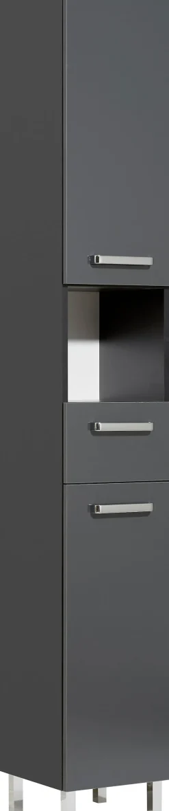 Saphir Hochschrank »Quickset Badschrank 30 cm breit, 2 Türen, 1 Nische, 1 Schublade« Badezimmer-Hochschrank inkl. Türdämpfer, Griffe in Chrom glänzend