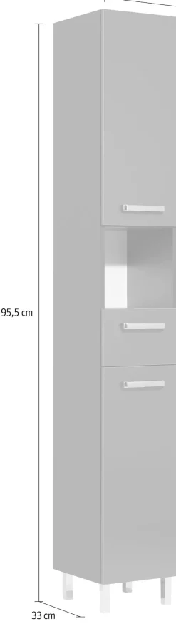 Saphir Hochschrank »Quickset Badschrank 30 cm breit, 2 Türen, 1 Nische, 1 Schublade« Badezimmer-Hochschrank inkl. Türdämpfer, Griffe in Chrom glänzend