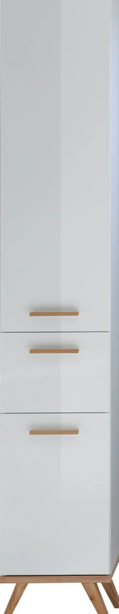 Saphir Hochschrank »Quickset Badschrank 35,5 cm breit, 2 Türen, 1 Schublade« Badezimmer-Hochschrank inkl. Türdämpfer, Holzgriffe