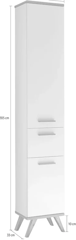 Saphir Hochschrank »Quickset Badschrank 35,5 cm breit, 2 Türen, 1 Schublade« Badezimmer-Hochschrank inkl. Türdämpfer, Holzgriffe