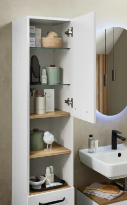 Saphir Hochschrank »Quickset 500, Badschrank 32,4 cm breit« 3 Einlegeböden, 1 offenes Fach, Badezimmer-Hochschrank