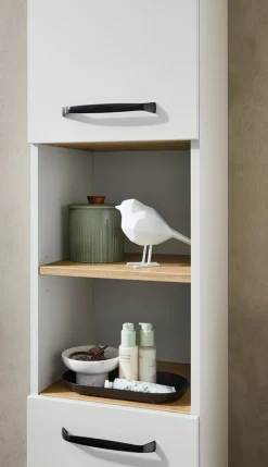 Saphir Hochschrank »Quickset 500, Badschrank 32,4 cm breit« 3 Einlegeböden, 1 offenes Fach, Badezimmer-Hochschrank