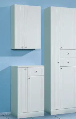 Saphir Hochschrank »Quickset 955 Badschrank, 50 cm breit, 3 Türen, 2 Schubladen« Badezimmer-Hochschrank inkl. Türdämpfer, Griffe in Chrom glänzend