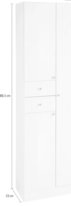 Saphir Hochschrank »Quickset 955 Badschrank, 50 cm breit, 3 Türen, 2 Schubladen« Badezimmer-Hochschrank inkl. Türdämpfer, Griffe in Chrom glänzend