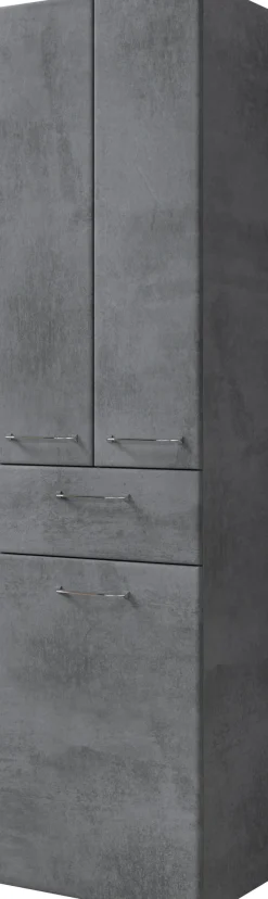 Saphir Hochschrank »Quickset 945 Badschrank, 50cm breit, 2 Türen, 1 Schublade, Wäschekippe« Badezimmer-Hochschrank inkl. Türdämpfer, Griffe in Chrom glänzend