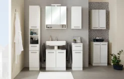 Saphir Hochschrank »Quickset 953 Badschrank 30 cm breit, 2 Türen, Nische, 1 Schublade« Badezimmer-Hochschrank, Weiß Glanz, Griffe in Betonoptik