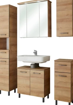 Saphir Hochschrank »Quickset 919 Badschrank, 30 cm breit, 2 Türen, Nische, 1 Schublade« Badezimmer-Hochschrank inkl. Türdämpfer, Griffe in Grau