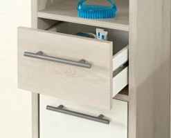 Saphir Hochschrank »Quickset 350 Badschrank 33 cm breit, 2 Türen, 1 Schublade, 1 Nische« 1 Stk. tlg. Badezimmer-Hochschrank, Pinie Ida hell, Griffe alufarbig