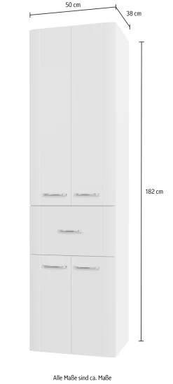Saphir Hochschrank »Serie 3006 Badschrank 50cm breit, mit 4 Türen, 1 Schublade« Badezimmer-Hochschrank inkl. Türdämpfer, 182 cm hoch, 38 cm tief