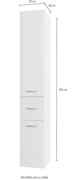 Saphir Hochschrank »Serie 3006 Badschrank 30 cm breit, 2 Türen und 1 Schublade« 3 Glas-Einlegeböden, Badezimmer-Hochschrank inkl. Türdämpfer