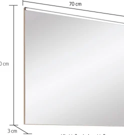 Saphir LED-Lichtspiegel »Quickset 395 Spiegel inkl. LED-Lichtprofil, 70 cm breit, 12V LED« Flächenspiegel in Riviera Eiche quer Nachbildung, 7,4 Watt