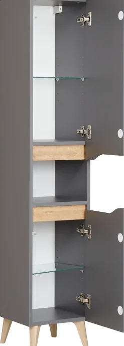 Saphir Midischrank »Quickset Badschrank 30 cm breit, 2 Türen, 1 Nische, 2 Einlegeböden« Badezimmer-Midischrank inkl. Türdämpfer, grifflos