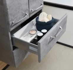 Saphir Midischrank »Quickset 945 Badschrank 50 cm breit, 2 Türen, 2 Schubladen« Badezimmer-Midischrank inkl. Türdämpfer, Griffe in Chrom glänzend