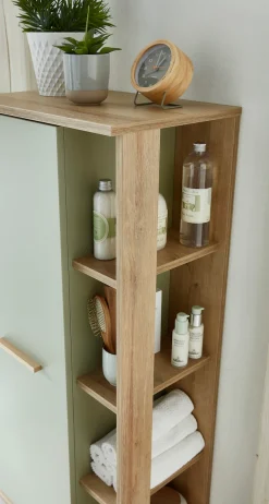 Saphir Midischrank »Quickset Badschrank 50,5 cm breit, 1 Tür, seitliche Ablagen« Badezimmer-Midischrank inkl. Türdämpfer, Griffe in Holz