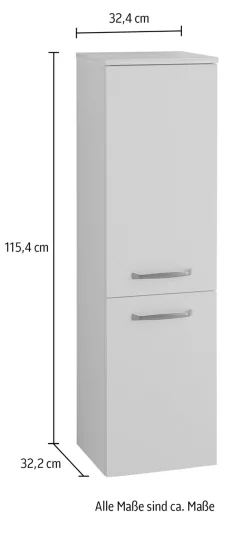Saphir Midischrank »Quickset 500, Badschrank 32,4 cm breit, 2 Türen« 2 Einlegeböden, Badezimmer-Midischrank