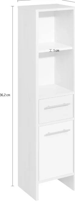 Saphir Midischrank »Quickset 350 Badschrank 33 cm breit, 1 Tür, 1 Schublade, 2 Regalfächer« 1 Stk. tlg. Badezimmer-Midischrank Pinie Ida hell, Griffe alufarbig