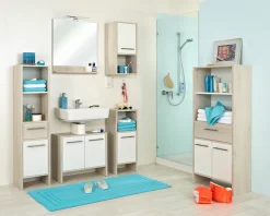 Saphir Midischrank »Quickset 350 Badschrank 62 cm breit, 2 Türen, 1 Schublade, 2 Fächer« 1 Stk. tlg. Badezimmer-Midischrank Pinie Ida hell, Griffe alufarbig