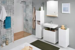 Saphir Midischrank »Quickset 947 Badschrank 30 cm breit, 2 Türen, 1 Nische« Badezimmer-Midischrank inkl. Türdämpfer, Weiß Glanz, grifflos