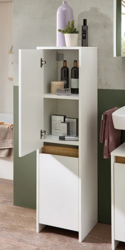 Saphir Midischrank »Quickset 100, Badschrank 32,4 cm breit, 2 Türen« 2 Einlegeböden, Badezimmer-Midischrank, mit Akzentfuge